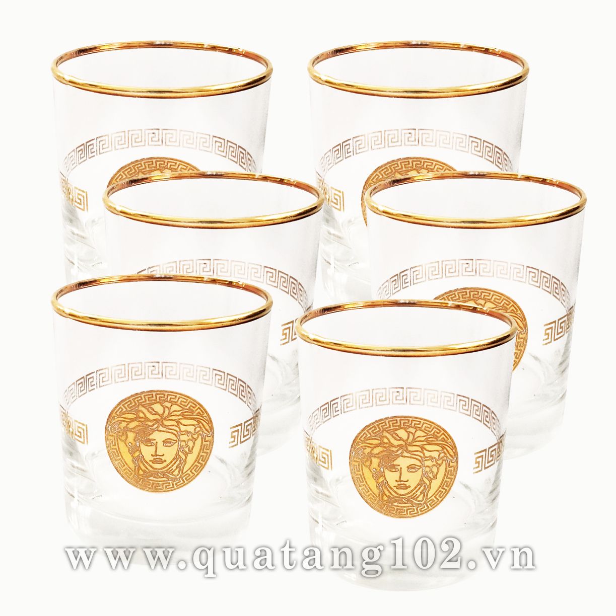Cốc thủy tinh khảm vàng  mẫu 21