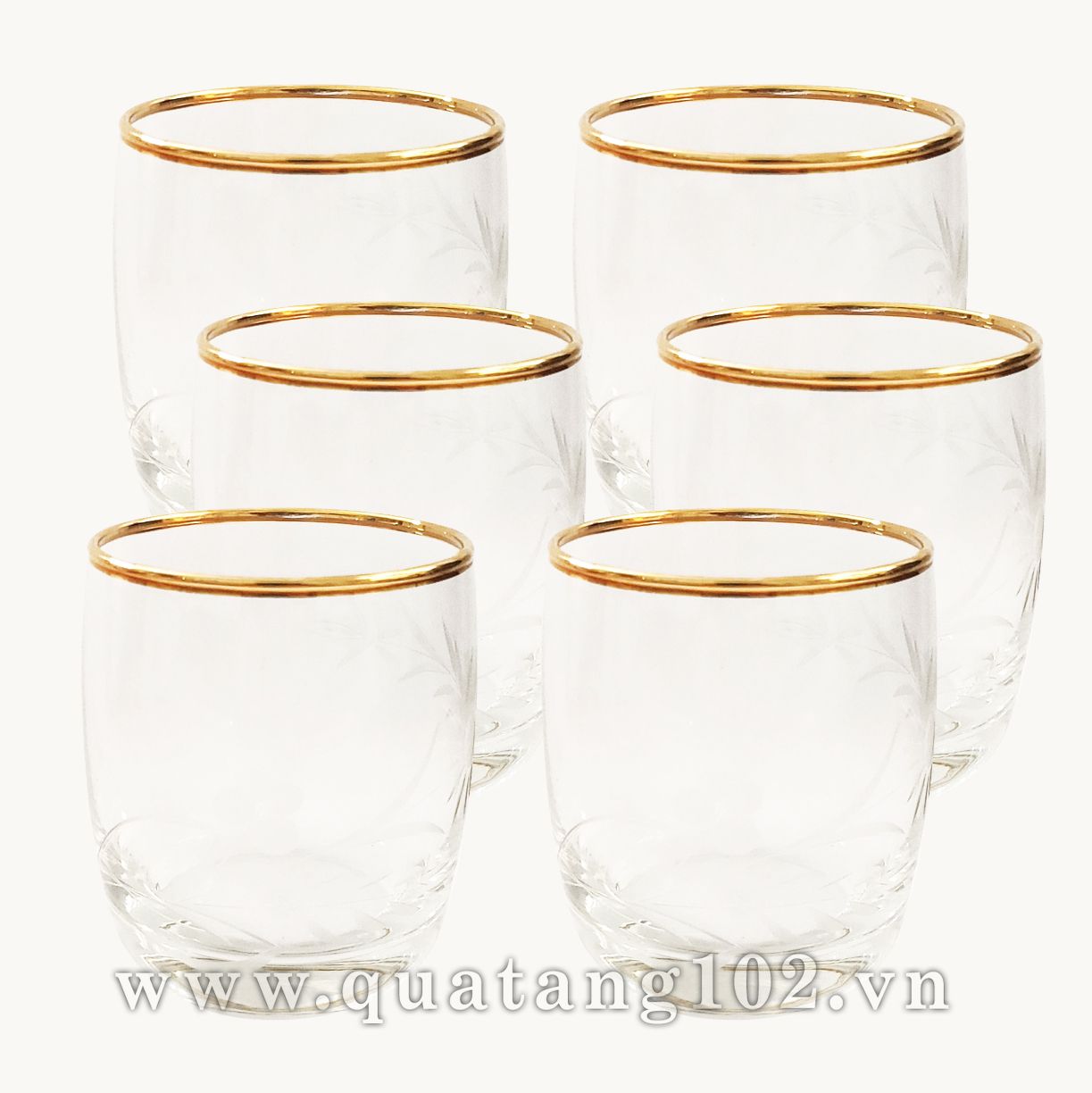 Cốc thủy tinh khảm vàng  mẫu 22