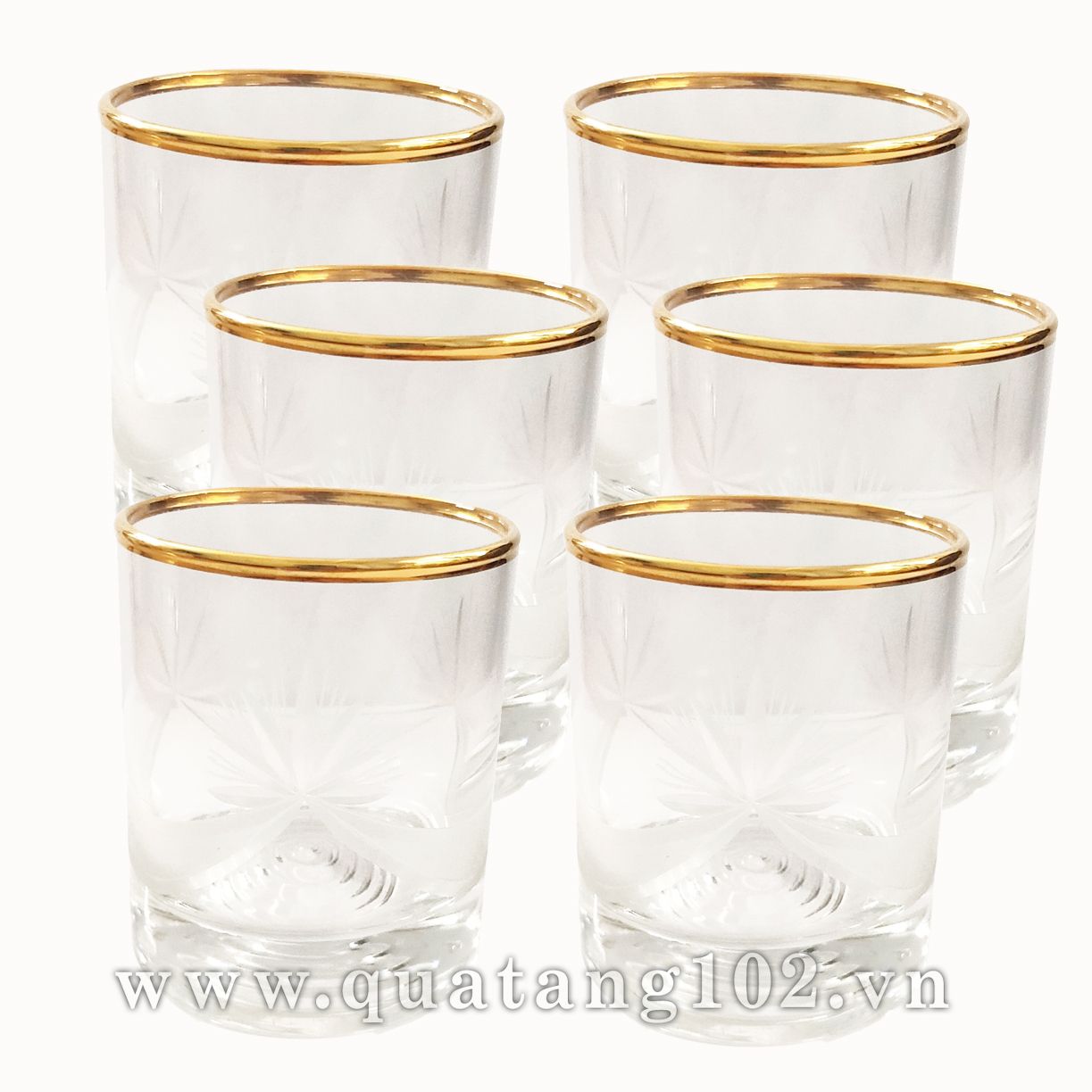Cốc thủy tinh khảm vàng  mẫu 24