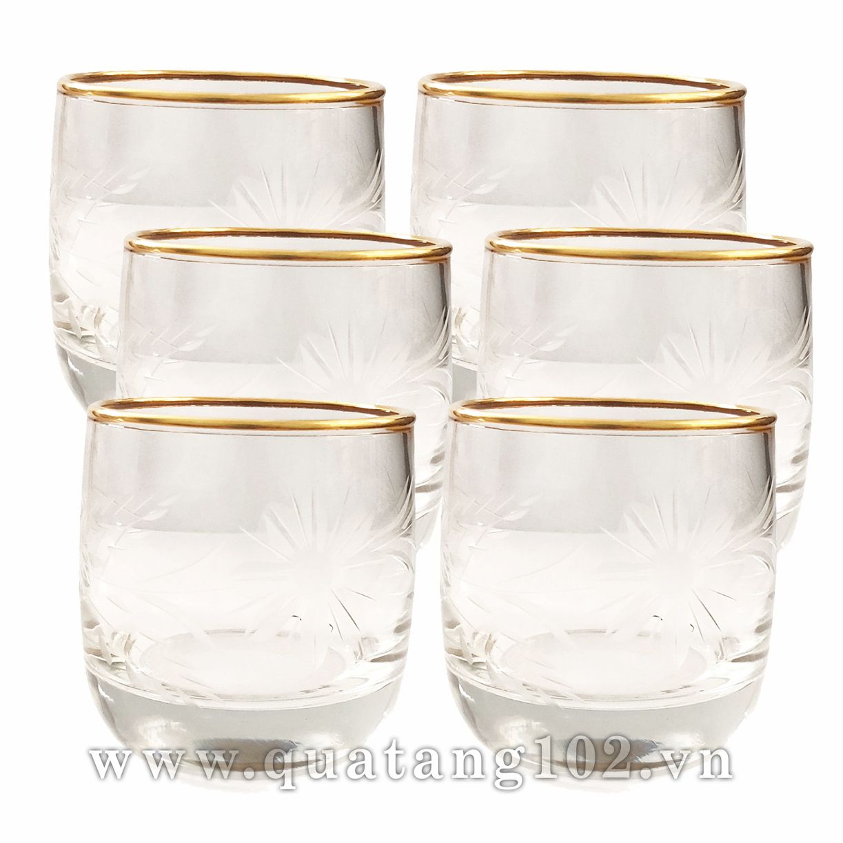 Cốc thủy tinh khảm vàng  mẫu 25