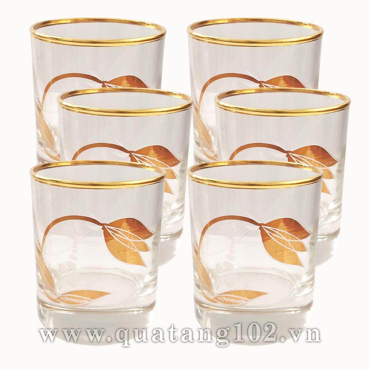 Cốc thủy tinh khảm vàng  mẫu 26