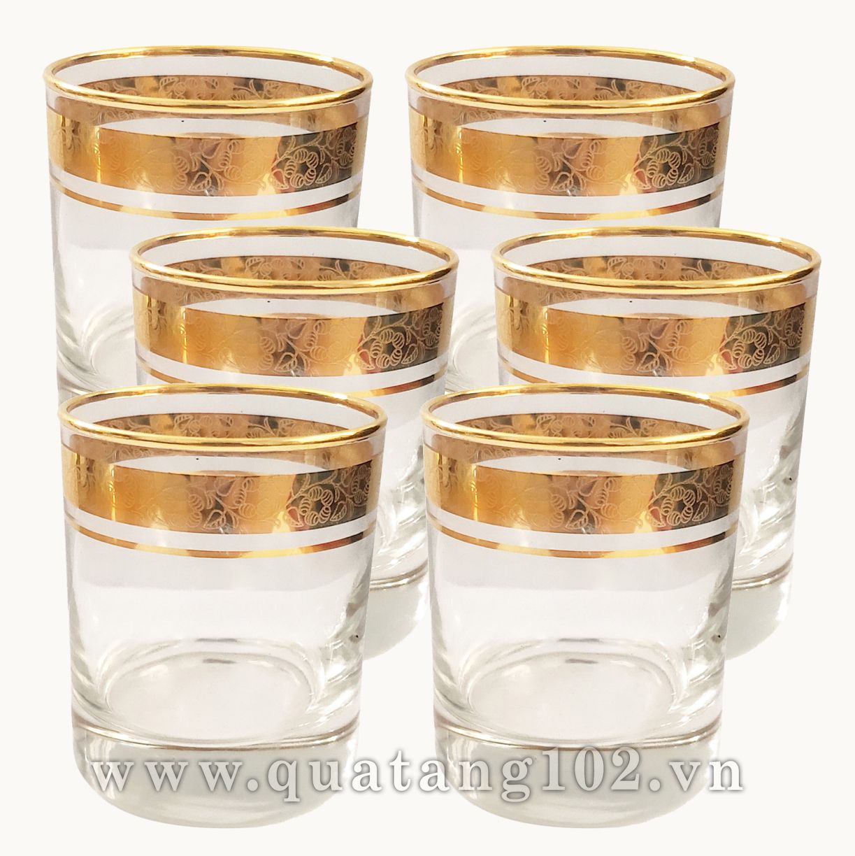 Cốc thủy tinh khảm vàng  mẫu 27